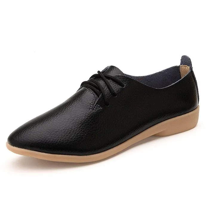 Zachte mocassins - platte schoenen met veters - echt leerLaarzen