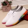 Platte schoenen met regenboogzool - met veters - echt leerLaarzen