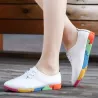 Platte schoenen met regenboogzool - met veters - echt leerLaarzen