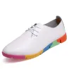 Platte schoenen met regenboogzool - met veters - echt leerLaarzen