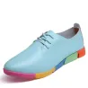 Platte schoenen met regenboogzool - met veters - echt leerLaarzen