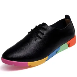 Leather flat shoes - with rainbow soles