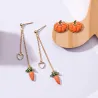 Pumpkin / carrot - enamel drop earrings