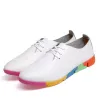 Platte schoenen met regenboogzool - met veters - echt leerLaarzen