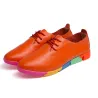 Platte schoenen met regenboogzool - met veters - echt leerLaarzen