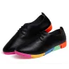 Platte schoenen met regenboogzool - met veters - echt leerLaarzen