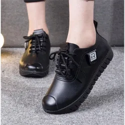 Zachte platte schoenen - met veters - echt leerLaarzen