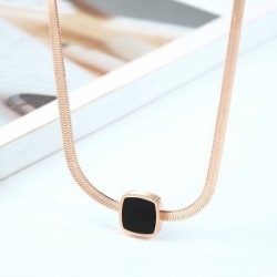 Rose gold necklace - thick snake chain - with a black pendantNecklaces