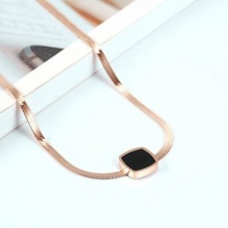 Rose gold necklace - thick snake chain - with a black pendantNecklaces