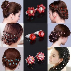 Flower - crystal hair clip - 10pcs