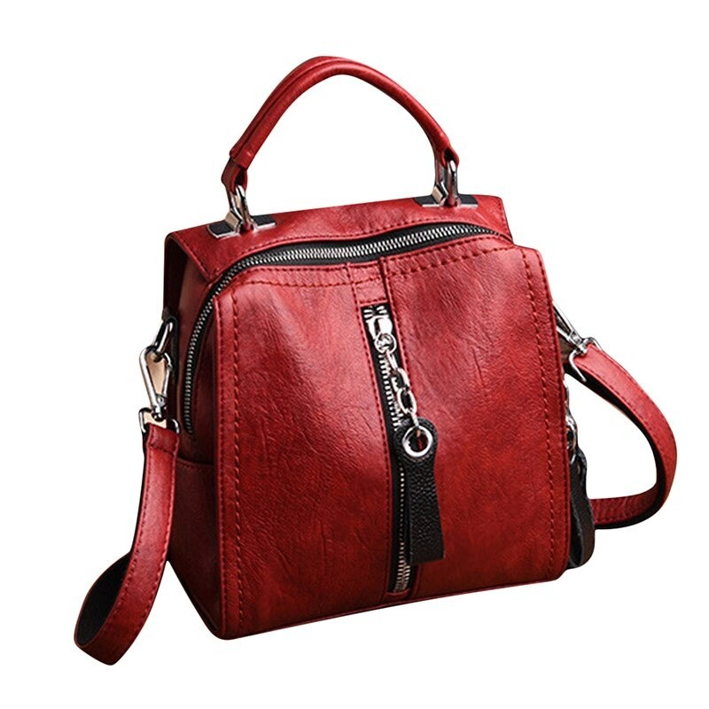 Leather backpack - shoulder bag - with multi straps