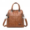Leather shoulder bag - with multi zippers / hand strap