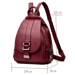 Leather backpack - with metal lock strap