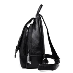 Leather backpack - with metal lock strap