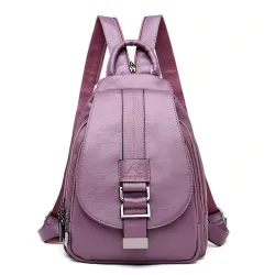 Leather backpack - with metal lock strap