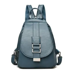 Leather backpack - with metal lock strap