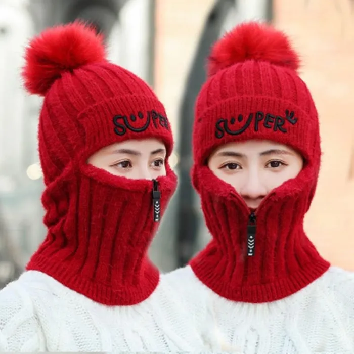 Wintermuts met pompon - bivakmuts met ritssluitingPetten & Hoeden