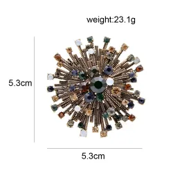 Vintage round flower - brooch with crystalsBrooches