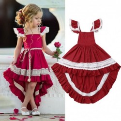 Elegante rode jurk voor meisjes - met kanten ruches - onregelmatige lengteClothing