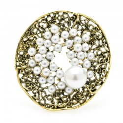Pearl flower - crystal brooch