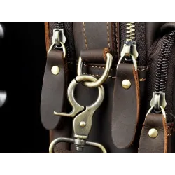 Leren schouder- / crossbodytas - met ritsen / vakjesTassen