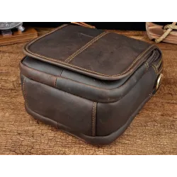 Leather shoulder / crossbody bag - with zippers / pocketsBags