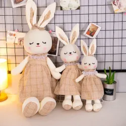 Rabbit in checkered dress - stuffed toy / dollCuddly toys