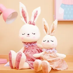 Rabbit in checkered dress - stuffed toy / dollCuddly toys