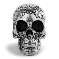 Skull with floral design - silver plated - Halloween decorationHalloween & Party