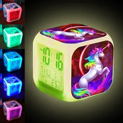 Unicorn alarm clock for kids - LED digital display