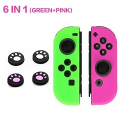 Nintendo Switch controller siliconen hoesje - 6 in 1 - met thumb stick cover - kattenklauw printSwitch