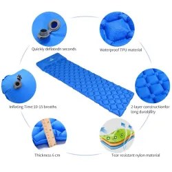 Outdoor camping inflatable sleeping mattress -added cushion pillow- super light