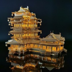 Ancient Chinese mansion - 3D wooden puzzle - with LED light