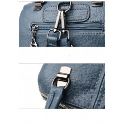 Leather shoulder bag - with multi zippers / hand strap