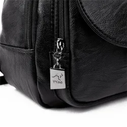 Leather backpack - with metal lock strap