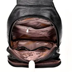 Leather backpack - with metal lock strap
