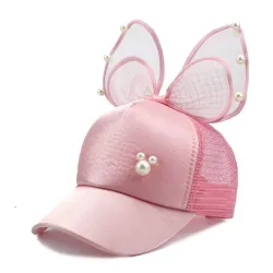 Bunny ears - girls baseball cap - with pearl decoration