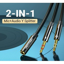 Koptelefoonsplitter - audio AUX-kabel - 3,5 mm jack - vrouwelijk naar 2 mannelijkSplitters