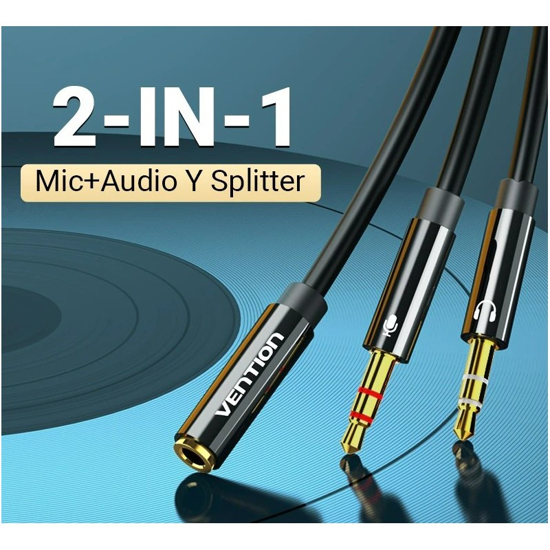 Koptelefoonsplitter - audio AUX-kabel - 3,5 mm jack - vrouwelijk naar 2 mannelijkSplitters
