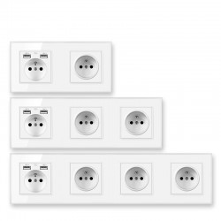 Electrical wall power socket usb - crystal glass  - french design