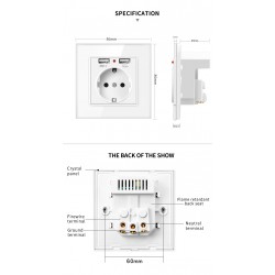 Electrical power socket - glass panel - designer