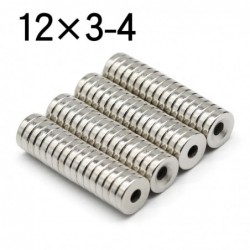 N35 - neodymium magneet - ronde schijf - 12 * 3mm - met 4mm gat - 10 - 50 stuksN35
