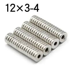 N35 - neodymium magnet - round disc - 12 * 3mm - with 4mm hole - 10 - 50 piecesN35
