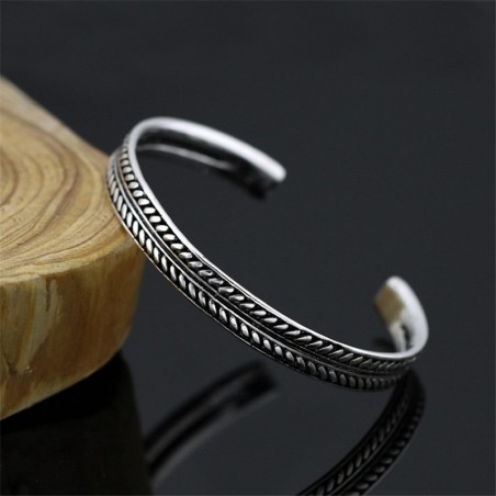 Edelstalen armband - met bladpatroon - open design - unisexArmbanden