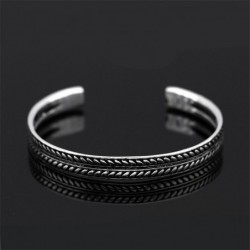 Edelstalen armband - met bladpatroon - open design - unisexArmbanden