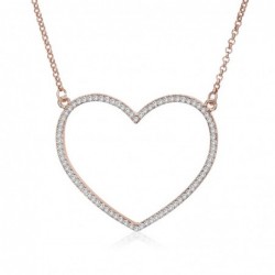 Rose gold heart necklace - with crystal decoration
