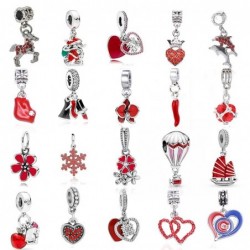 Red charm pendant - men women children - for bracelets -necklaces - gift - 2 pieces