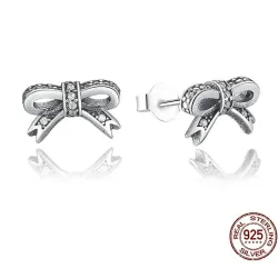 Kristallen strik oorbellen - 925 sterling zilverOorbellen