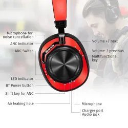 Bluedio 7th - draadloze hoofdtelefoon - Bluetooth - ruisonderdrukking - met microfoon / spraakbedieningOor- & hoofdtelefoons
