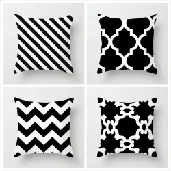 Cushion cover - black / white geometric style - 45 * 45cmCushion covers